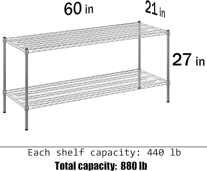 Regal Altair 21" Deep x 60" Wide x 27" Height Wire Shelving Kit | 2-Tier | NSF - Image 3