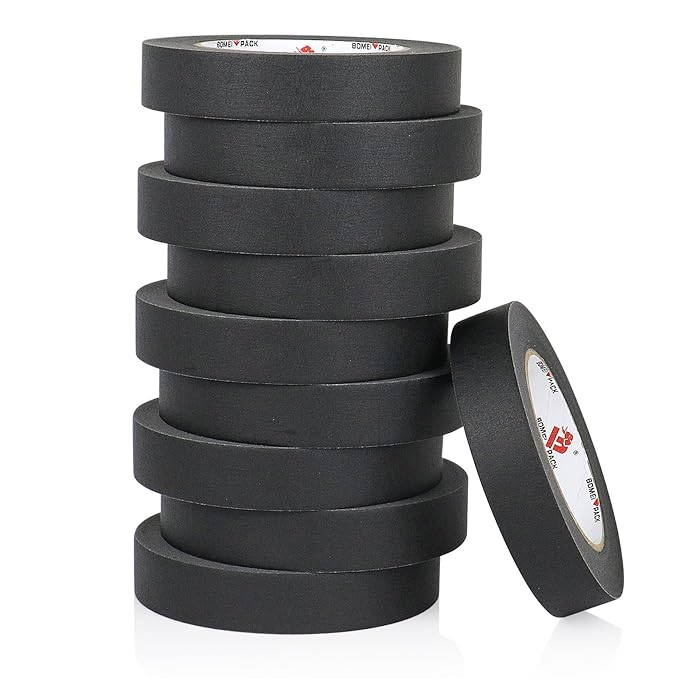 BOMEI PACK Black Painters Tape 1 Inch Bulk by BOMEIPACK