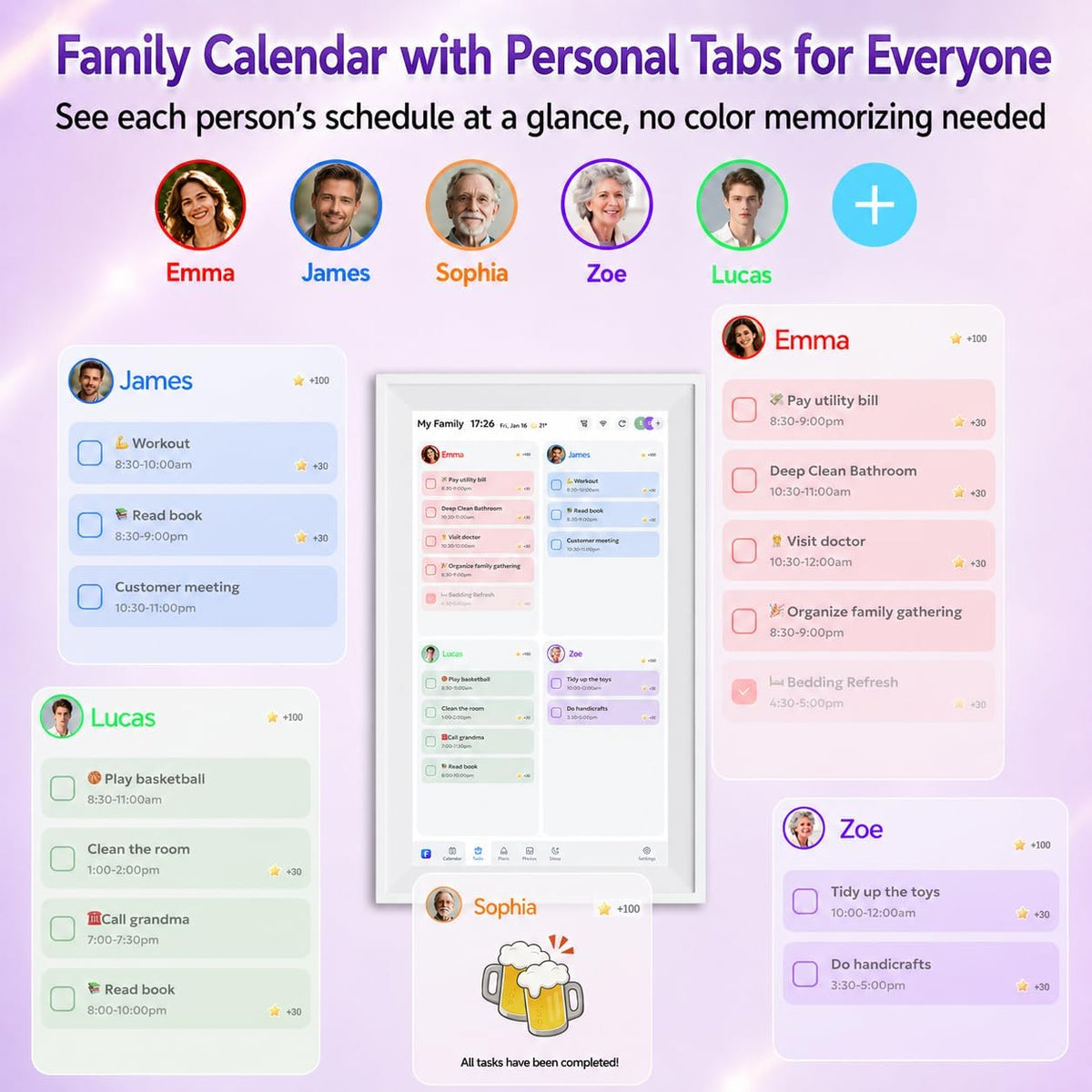 Digital Calendar Wall Touch Screen, No subscription fees,15.6 Inch