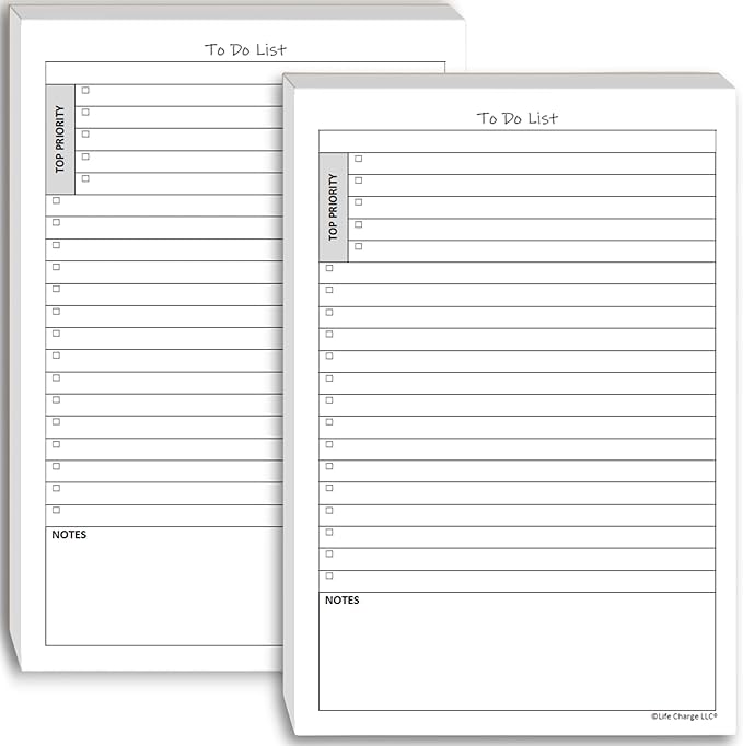 TO DO List Notepads Planner Pads. ToDo Checklist w/Priority & Note Sections. by LifeCharge