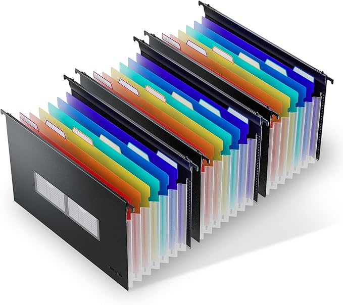 ThinkTex Plastic Expanding Hanging File Folders, 7 Innovative 1.2" Accordion by ThinkTex