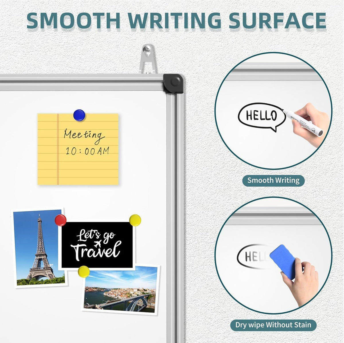Magnetic Dry Erase Whiteboard, 46 x 33 Inch Large Wall Mounted White Board