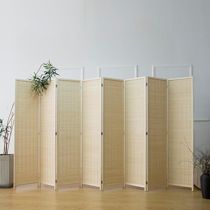 Furnnylane 8 Panel Room Divider and Folding Panel Screen, Bamboo Panel Divider - Image 2