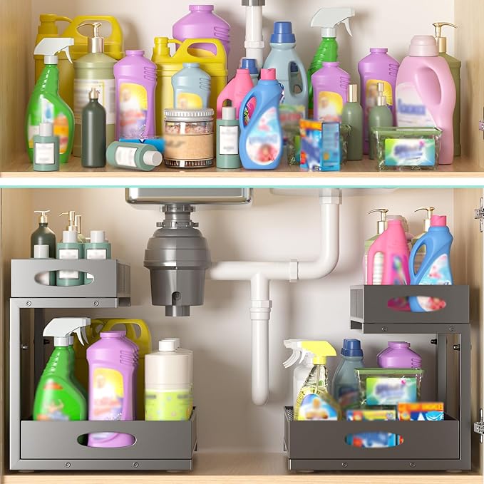 Beleeb Under Sink Organizer, Extra-Wide Upgrade, Height Adjustable Organization - Image 6