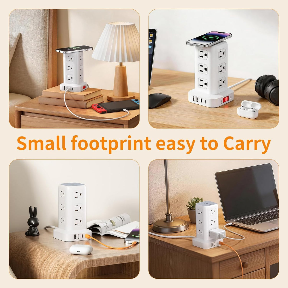 Extension Cord with Multiple Outlets, SMALLRT Power Strip Tower, Outlet Exten...