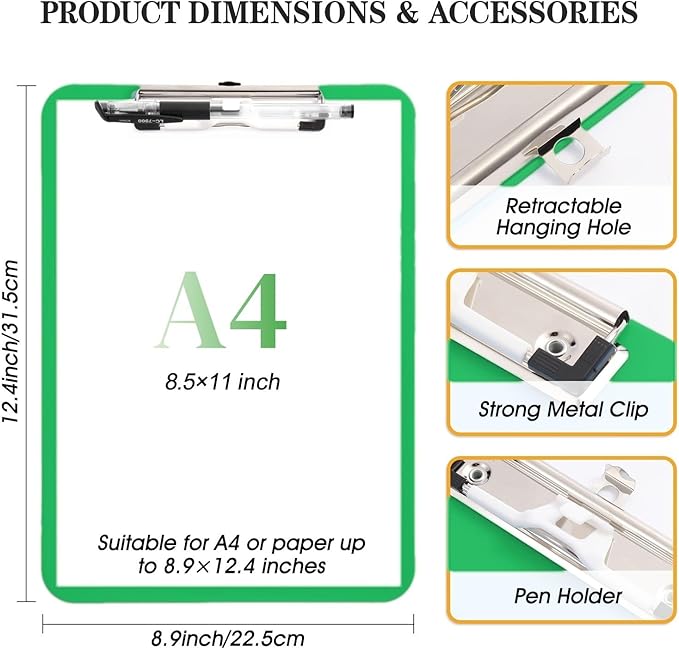 2 PCS Green Plastic Clipboard - Image 3