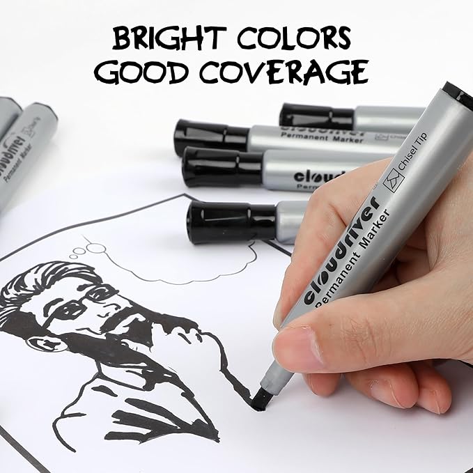 cloudriver Permanent Markers 96 Count, Chisel Tip, Premium Smear Proof Markers - Image 5