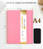 Spiral Notebook Journal 8.5” x 11”, A4 Large Pink Notebooks - Image 2