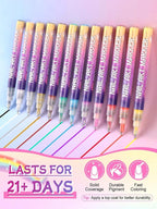 EBANKU 12 Colors Nail Art Pens Kit 0.5MM Ultra-Fine Tip 3D Nail Polish Pens - Image 3
