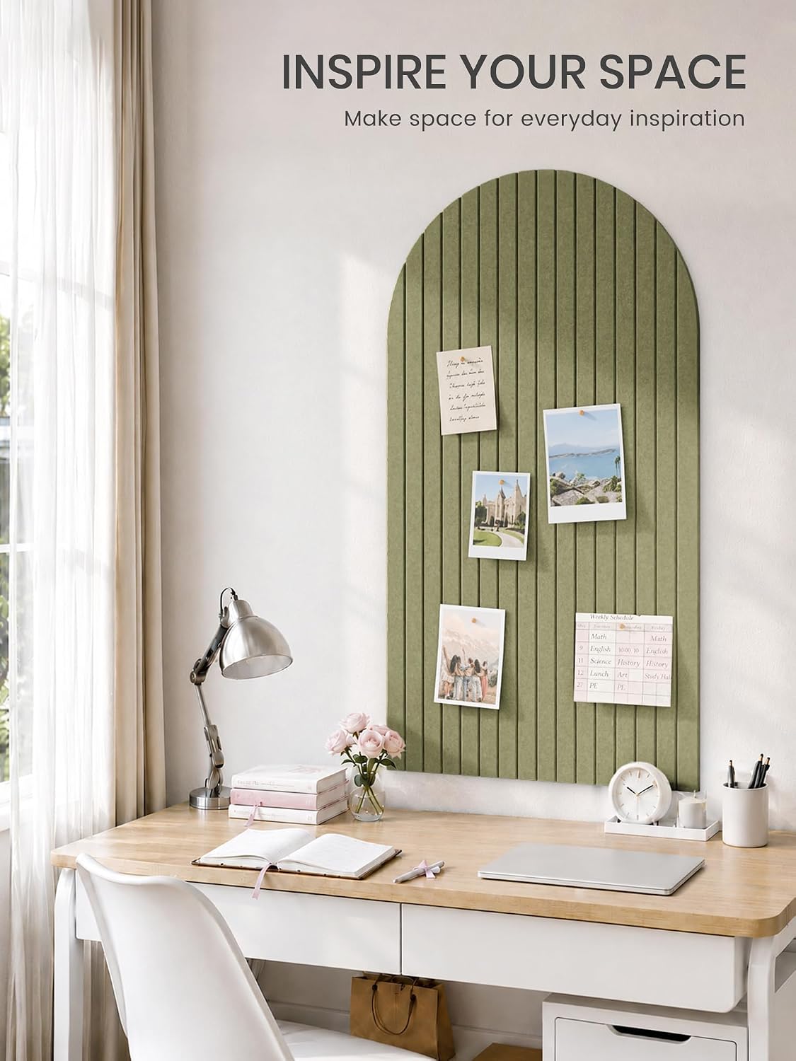 Large Arched Felt Bulletin Board 47.2''×25.5'', Seaweed