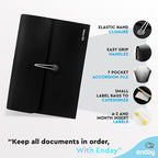 Accordion File Organizer Black, 7 Pocket Expanding File and Cover Folder - Image 3