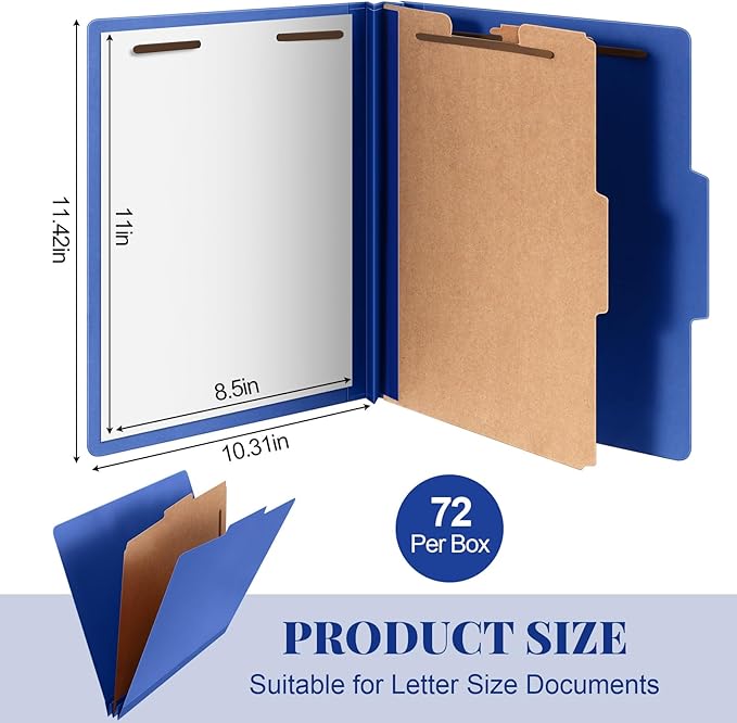 Skyygemm 72 Pcs Classification Folders Letter Size, 1 Divider Pressboard File - Image 2