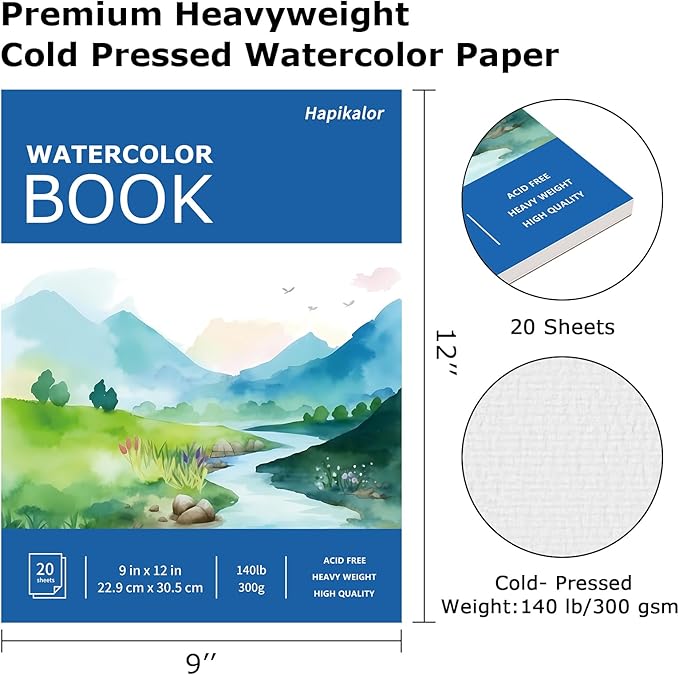 Hapikalor Watercolor Paper Pad, Paper Pad, Art Journal, Arts and Crafts Supplies - Image 2