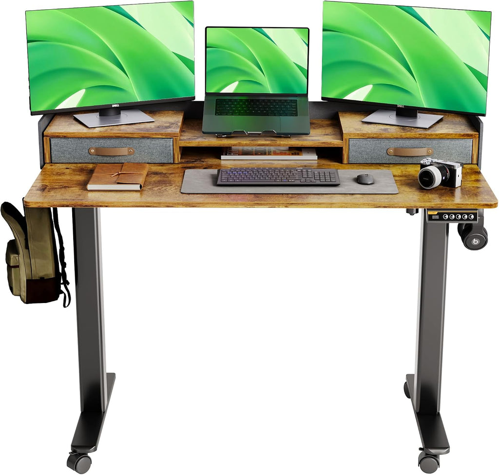 Claiks Standing Desk with Drawers, Stand Up Electric Standing Desk Adjustable