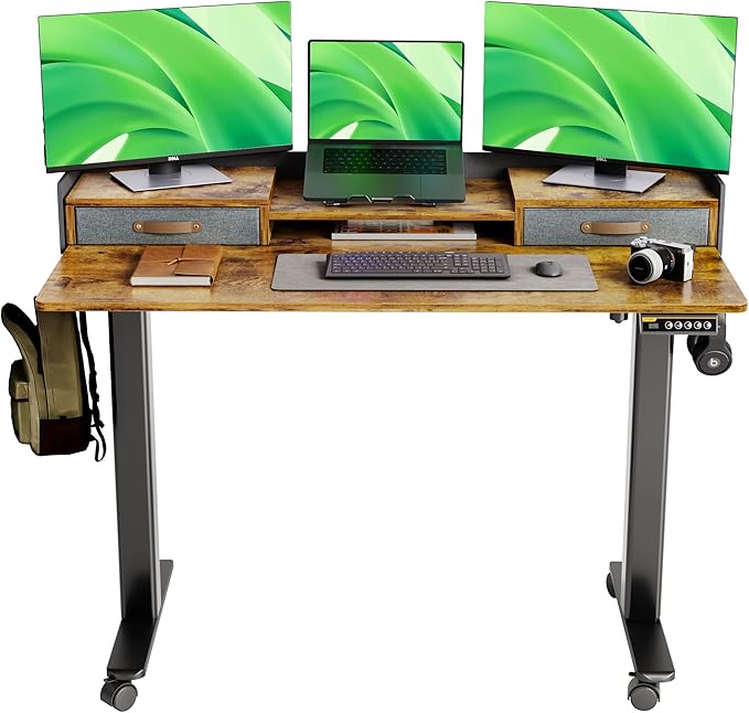 Claiks Standing Desk with Drawers, Stand Up Electric Standing Desk Adjustable by CLAIKS
