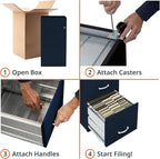 LYS SOHO Box/File/File Mobile Navy File Cabinet, 3 Drawer - Image 9