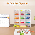 BEYGORM Acrylic Vertical Marker Organizer for 150 Markers, Desk Orgaizer | 13 Compartments Clear Angled Pen & Pencil Holder, Large Stationery & Art Supply Storage for School (10.2 x 9.8 x 4 Inch)