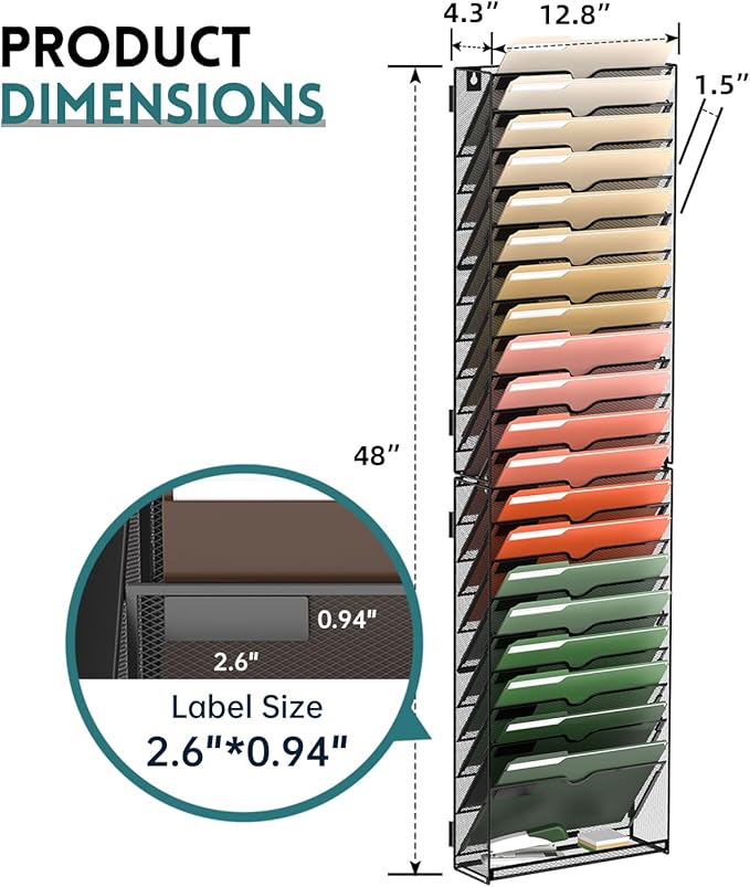 SUPEASY Wall File Organizer Mesh Office Mail Holder, Hanging Wall Organizer - Image 4