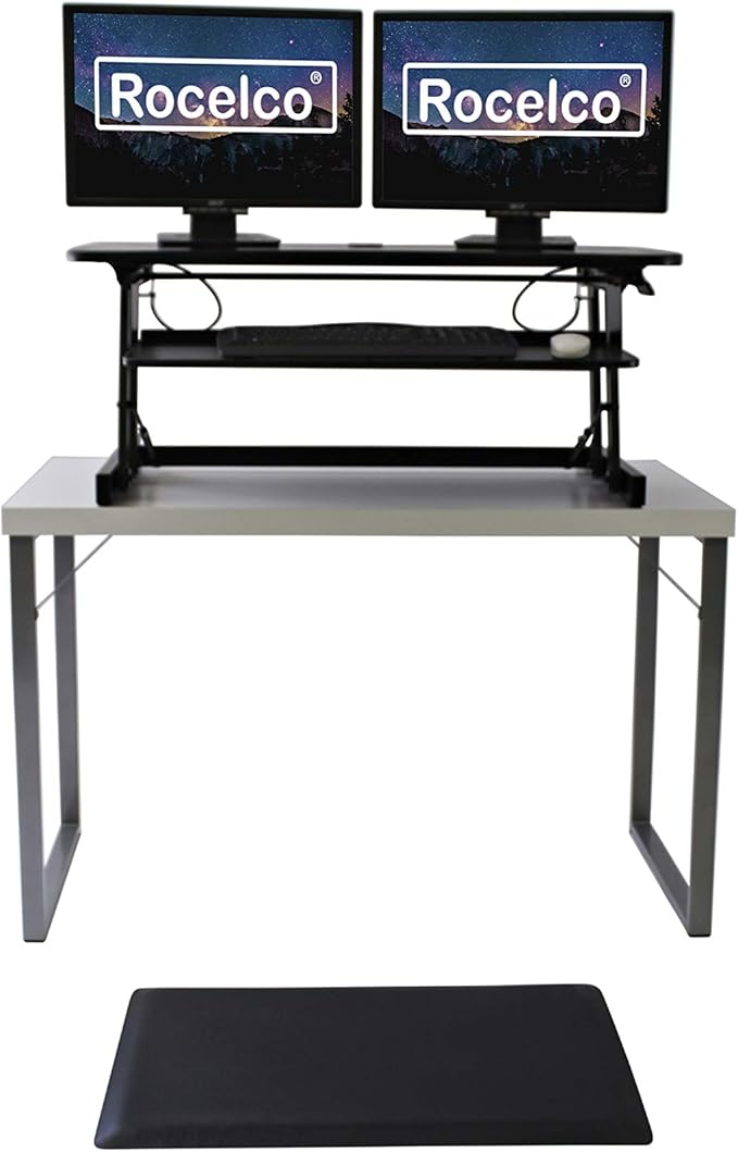 Rocelco 37.5" Deluxe Height Adjustable Standing Desk Converter - Image 4
