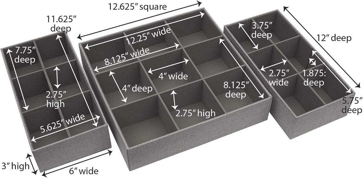 Household Essentials 3 Piece Starter Set, Latte Drawer Organizer, 3 Count (Pa...