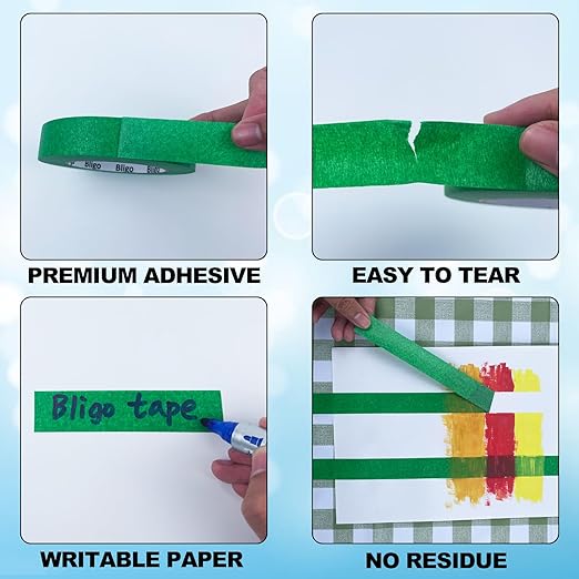 Bligo 10 Pack Green Painters Tape 1 Inch x 55 Yards, Medium Adhesive Masking - Image 3