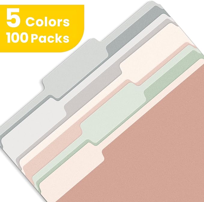 SUNEE File Folders Letter Size Pastel Colors, 100 Pack Manilla Folders 8.5 x 11 - Image 2
