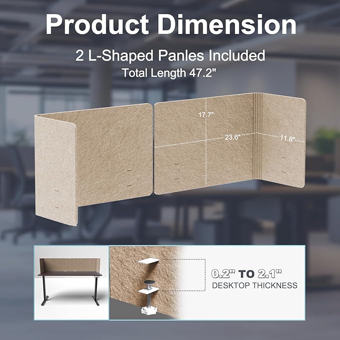 ERGO COLLECT Desk Privacy Panel, 2-in-1 Adjustable Acoustic Desktop Partition - Image 5
