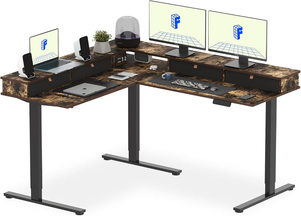 FLEXISPOT 63" L Shaped Standing Desk Electric Corner Table