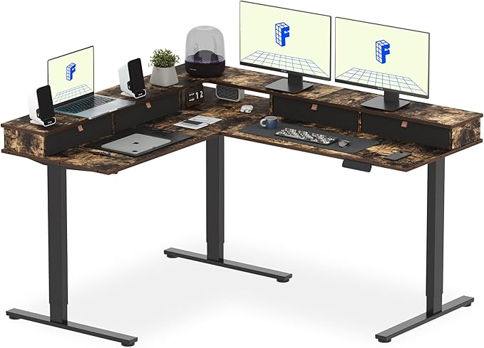 FLEXISPOT 63" L Shaped Standing Desk Electric Corner Table by FlexiSpot