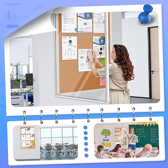 Magula 36"x24" Enclosed Bulletin Board Tamper-Proof Dispaly Case, Aluminium - Image 7