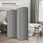 cocosica Paper Rope Room Divider, 4 Panel Wood Mesh Woven Design Screen - Image 4