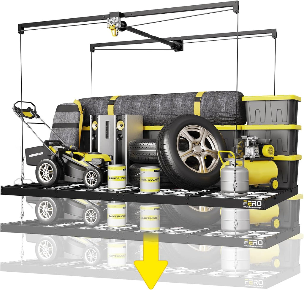 fero overhead garage storage rack 4x8, 500 lb, main product view