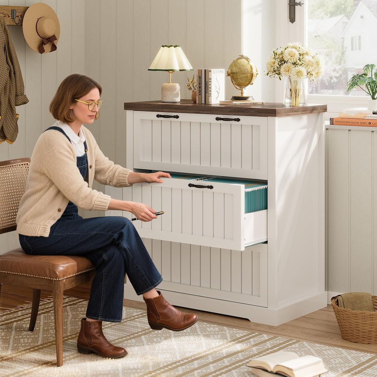sedeta farmhouse 3 drawer file cabinet for home, main product view