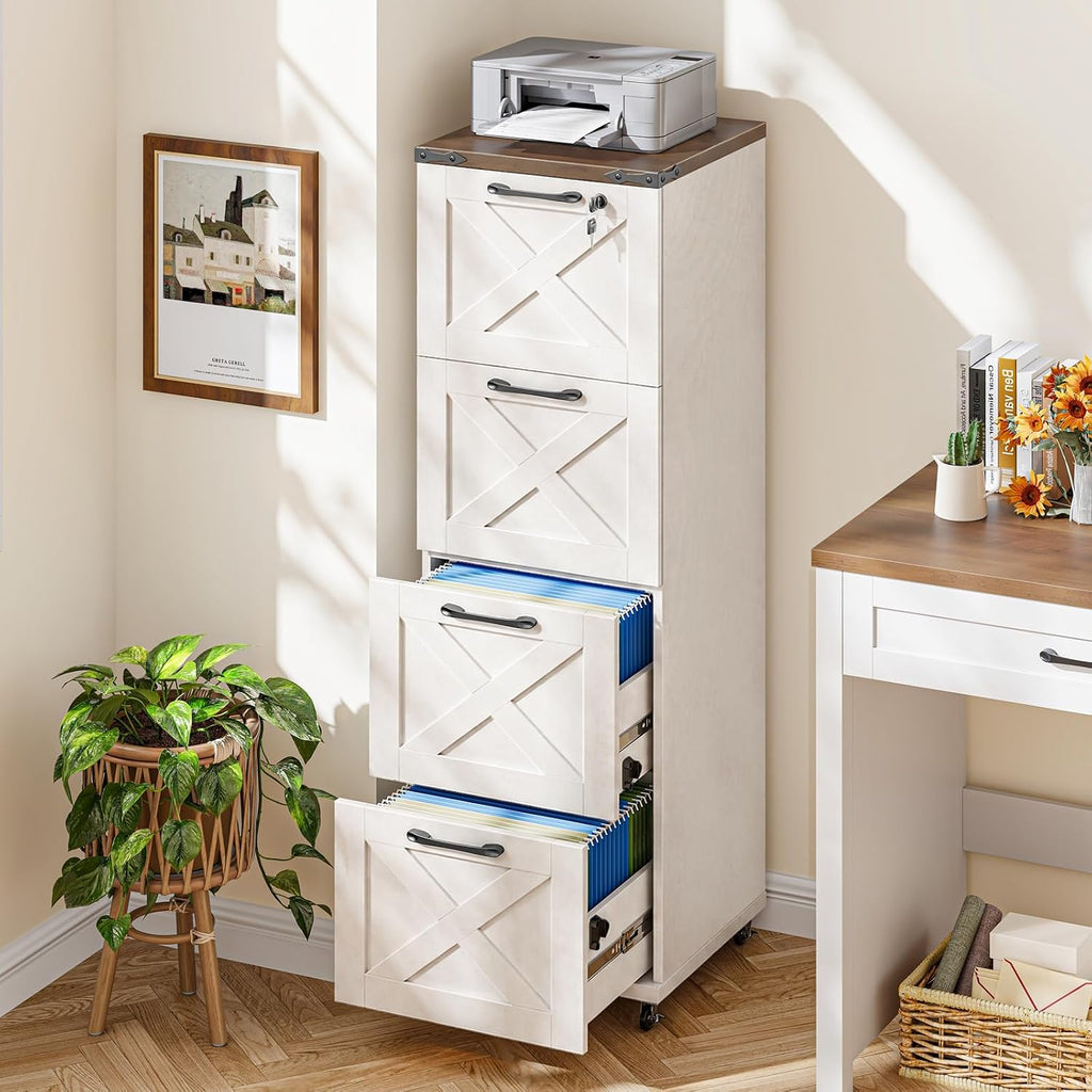 vabches vertical farmhouse locking rolling file cabinet, office shown in use