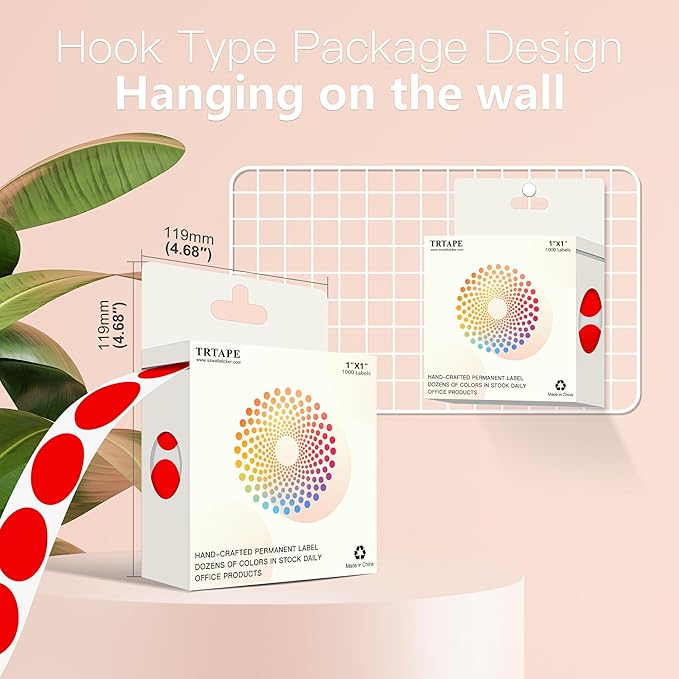 1 Inch Round Color Coding Labels, 1000 Dots Per Roll Red Color Coded Dot - Image 3