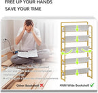 4NM No Assembly Extra Wide 5 Tiers Folding Bookshelf Storage Shelves Vintage - Image 6