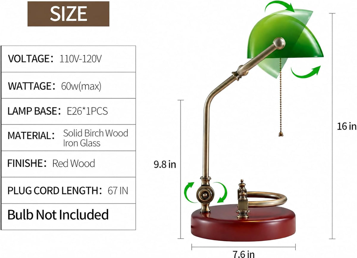 bankers lamp traditional green glass desk lamp solid shown in use