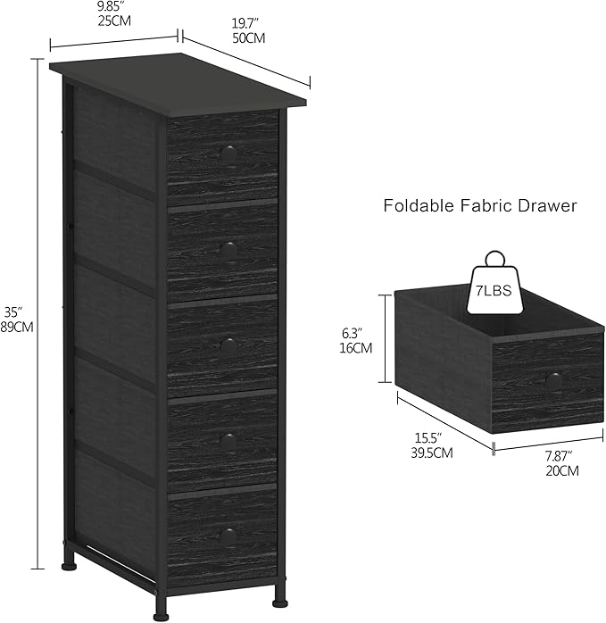 GiftGo Narrow Dresser Vertical Slim Dresser Chest of Drawers Skinny Storage - Image 2