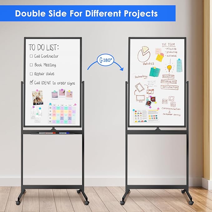 maxtek Magnetic Mobile White Board, 40 x 24 Double Sided Dry Erase Board - Image 5