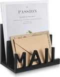 Vercraft 2 Slot Mail Organizer Holder Countertop Wooden Mail Black Letter Holder by Vercraft