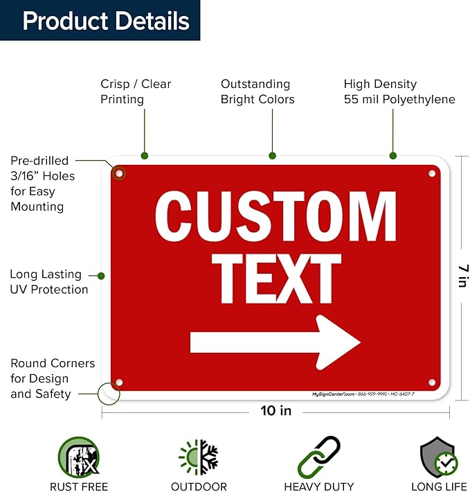 Custom Arrow, Custom Directional Sign, Right Arrow, 7x10 Inches, 55 mil thick - Image 6