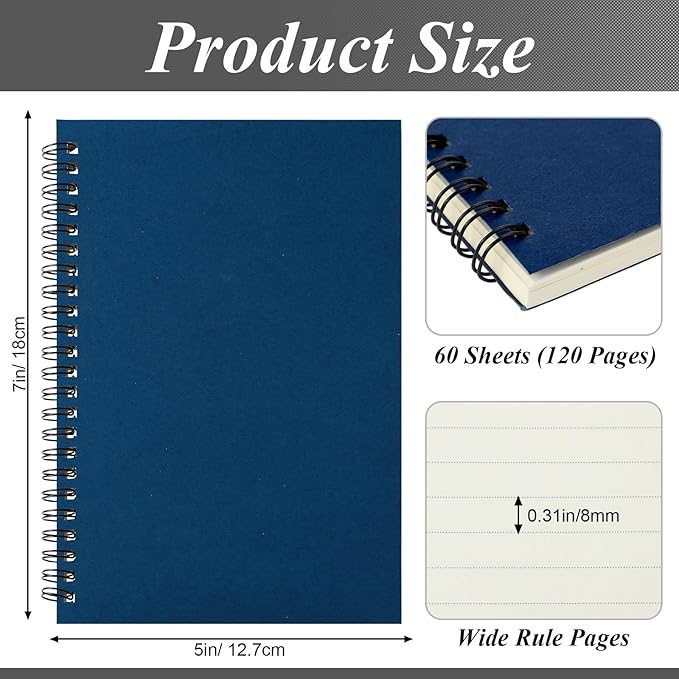 Leelosp 12 Pack Small Spiral Notebook 5 x 7 Inch Lined College Ruled Spiral - Image 3