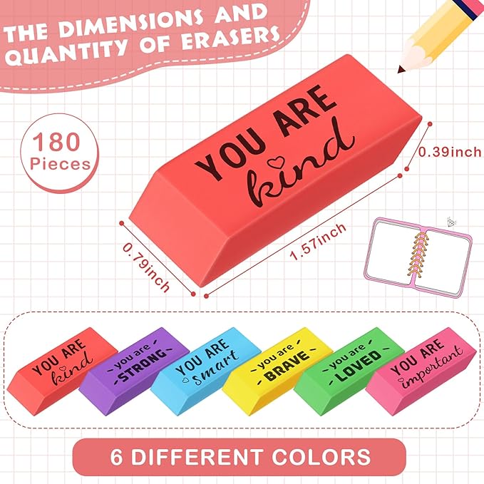 Yaomiao 180 Pcs Inspirational Erasers - Image 2