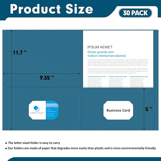 Two Pocket Folders, PANDRI 30 Pack 2 Pocket Folders, Letter Size Paper File - Image 2