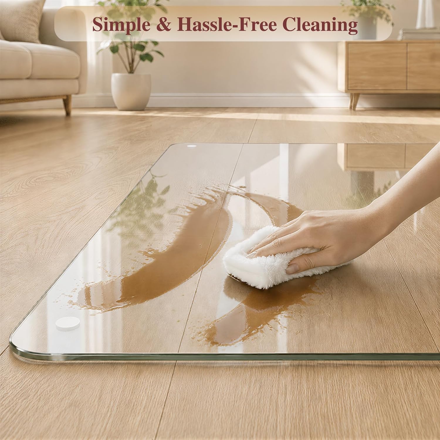 Tempered Glass Chair Mat for Carpet, 30"x42" Clear Floor Mat | Office Chair Mat for Rolling Chairs Carpet & Tile Floor with Rounded and Polished Edges, Noise-Free Gliding Shatterproof