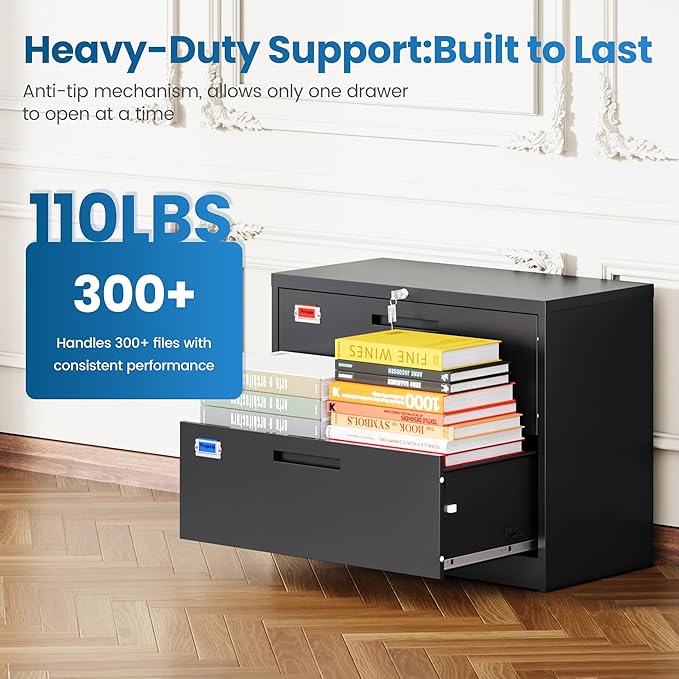 PEUKC 2 Drawer File Cabinet, Lateral Filing Cabinets - Image 8