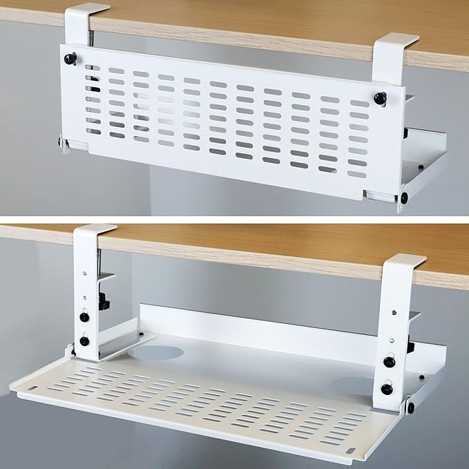 AEONS Universal Under Desk Cable Management Tray-Clamp Mount Hinged Swing by AEONS