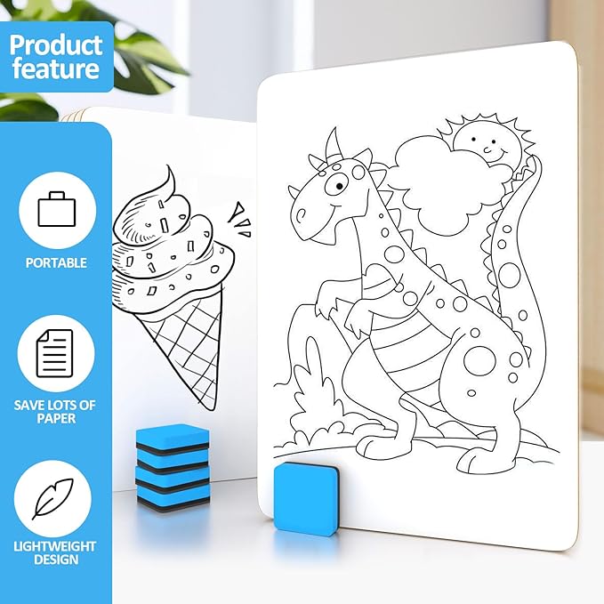 Dry Erase LapBoards, PANDRI 6 Pack Double Sided 12.5 x 9 Inch Whiteboards - Image 5