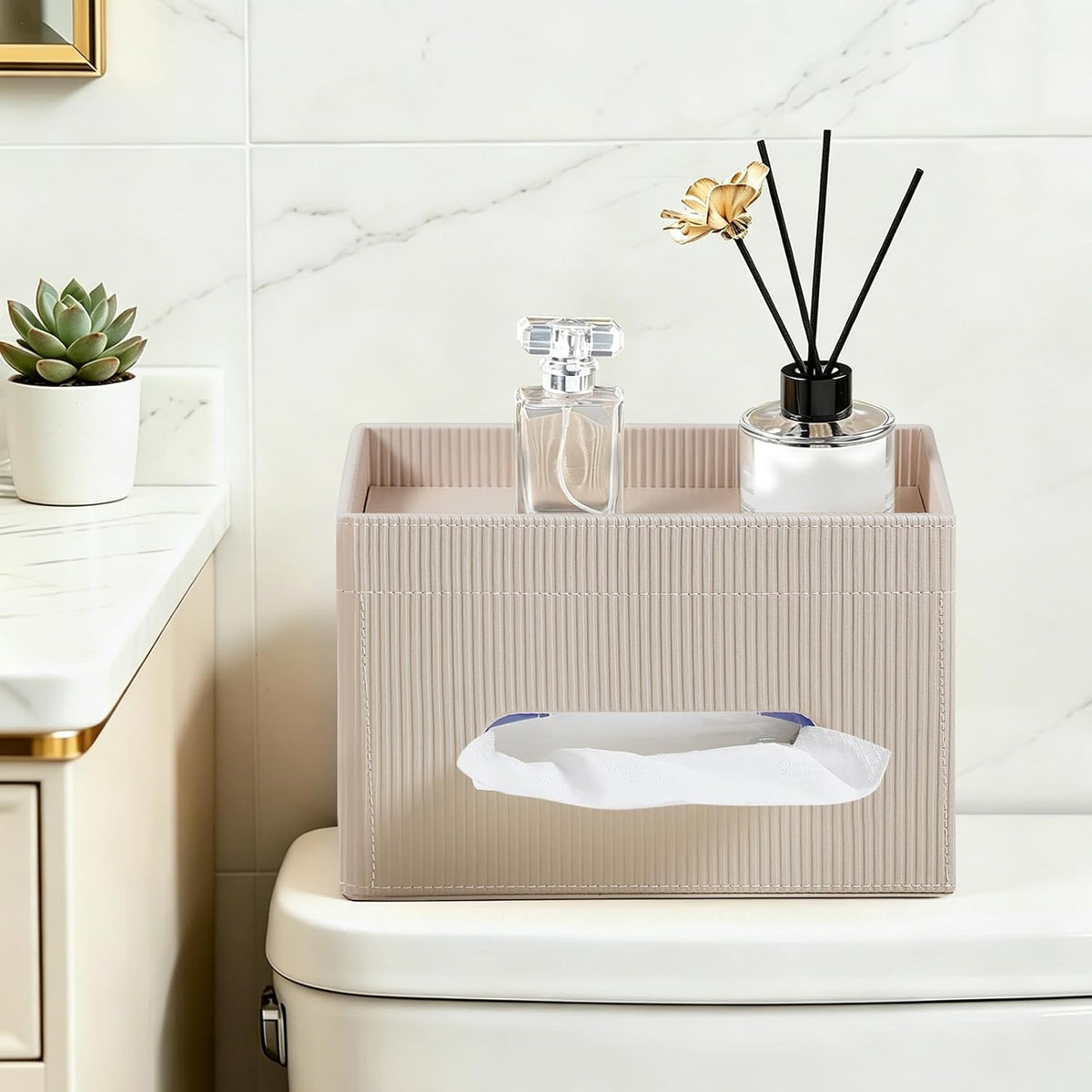 Rectangular Tissue Box Cover PU Leather Tissue Box Holder Rectangle