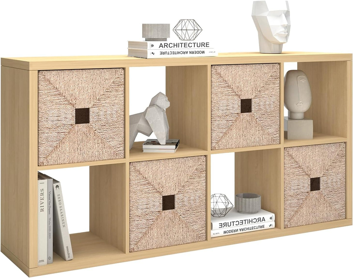 CTESNE【2026 Wooden Thick Frame 8 Cube Storage Organizer Shelf with Anti-Tippi...